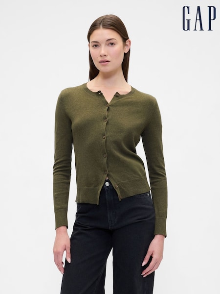 Gap Olive Green Crew Neck Cardigan (H66682) | £25