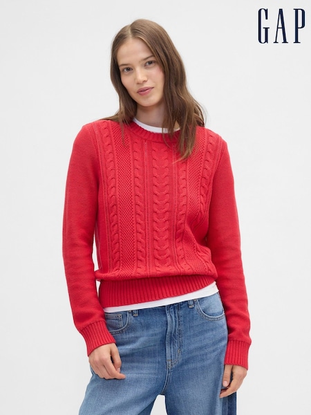 Gap Red Cotton Cable Knit Jumper (H66746) | £30