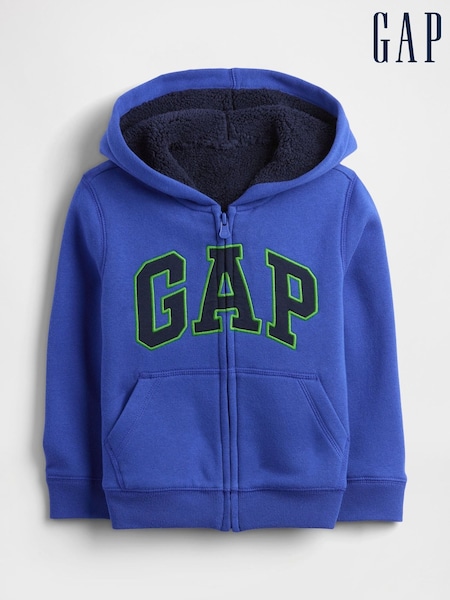 Gap Blue Logo Sherpa Zip Hoodie (6mths-5yrs) (6mths-5yrs) (H66777) | £25