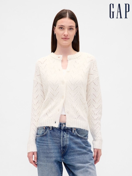 Gap Nude Fuzzy Pointelle Cardigan (H66821) | £60