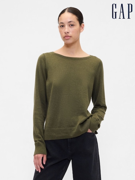 Gap Olive Green Bella Boat Neck Jumper (H66880) | £30