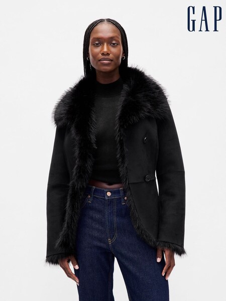 Gap Black Vegan Suede and Faux Fur Jacket (H66881) | £175