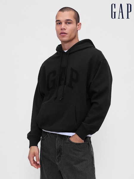 Gap Black Oversized Heavyweight Logo Hoodie (H66900) | £60