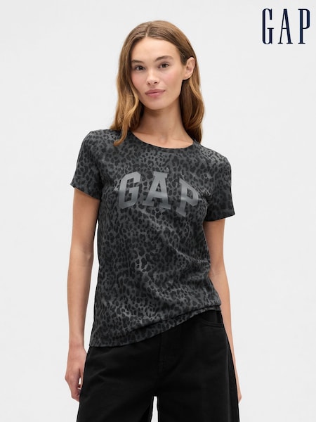 Gap Dark Grey Leopard Logo  Crew Neck T-Shirt (H66919) | £14
