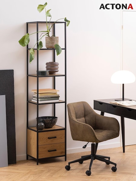 Actona Black Oak Seaford Bookcase with 2 Drawers and 3 Shelves (H67029) | £172