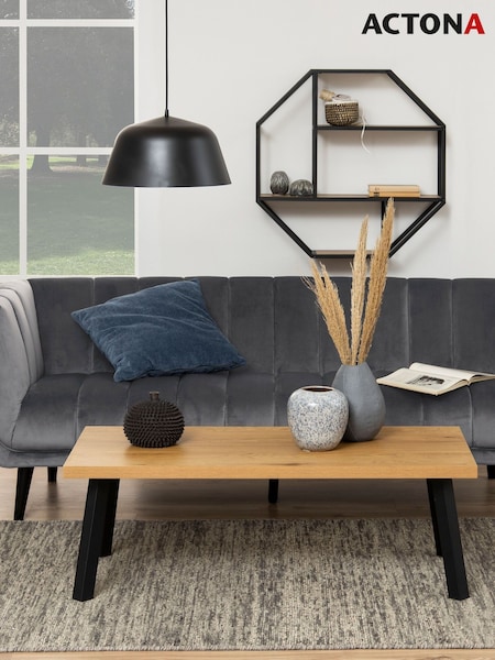 Actona Black Oak Seaford Octagonal Metal Wall Shelf (H67034) | £99