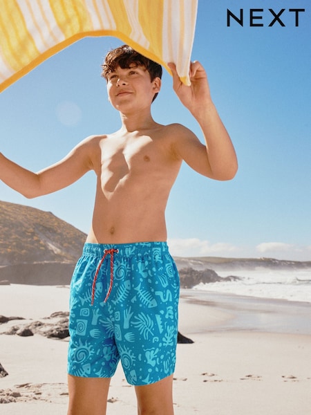 Blue Printed Swim Shorts (3-16yrs) (H67126) | £8 - £14