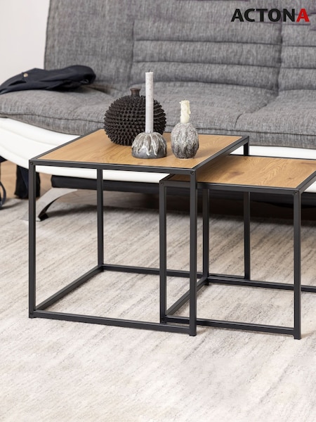 Actona Black Oak Seaford Metal Nest Of Tables (H67183) | £68