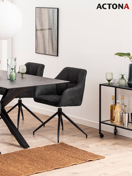 Actona Black Seaford Metal Serving Trolley with Glass Top (H67281) | £66