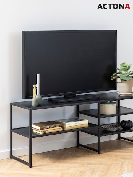 Actona Black Seaford Metal Open TV Unit (H67282) | £111