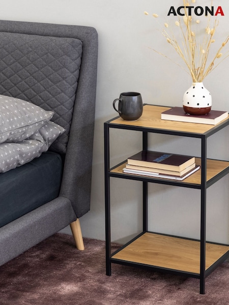 Actona Black Oak Seaford Metal Bedside Table (H67289) | £63
