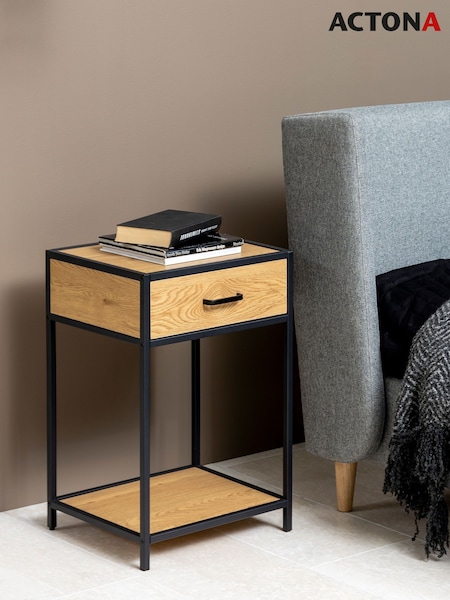 Actona Black Oak Seaford Bedside Table with 1 Drawer (H67295) | £0