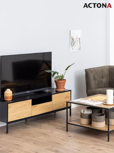 Actona Black Seaford TV Unit 2 Doors 1 Drawer (H67305) | £239