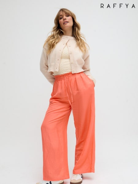 Raffya Orange Paulina Wide Leg Linen Trousers (H67431) | £89
