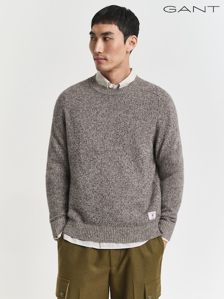 GANT Brown Wool Blend Mouline Knit Jumper (H67487) | £135