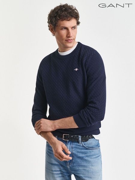 GANT Blue Graphic Logo Badge Half Zip Knit Jumper (H67492) | £135