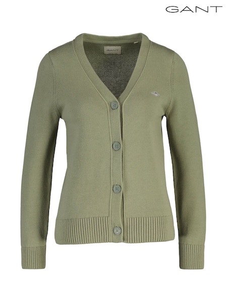 GANT Green Classic Cotton V-Neck Cardigan (H67587) | £120