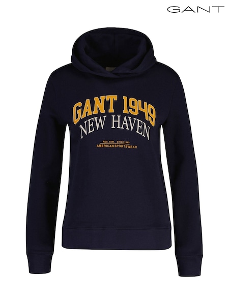 GANT Blue Regular Archive Logo Print Hoodie (H67602) | £85