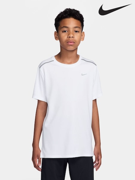 Nike White Miler Dri-FIT Short Sleeve T-Shirt (H67666) | £23