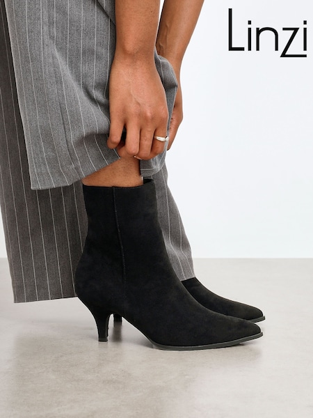 Linzi Black Pursuit Mid Heel Ankle Boots (H67699) | £45