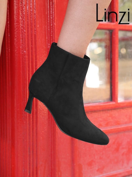 Linzi Black Dark Reserve Round Toe Stiletto Ankle Boots (H67715) | £45