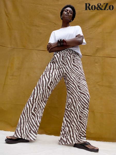 Ro&Zo Brown Zebra Print Trousers (H67719) | £79