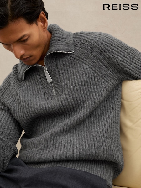 Reiss Mid Grey Brioche Jumper (H67856) | £298