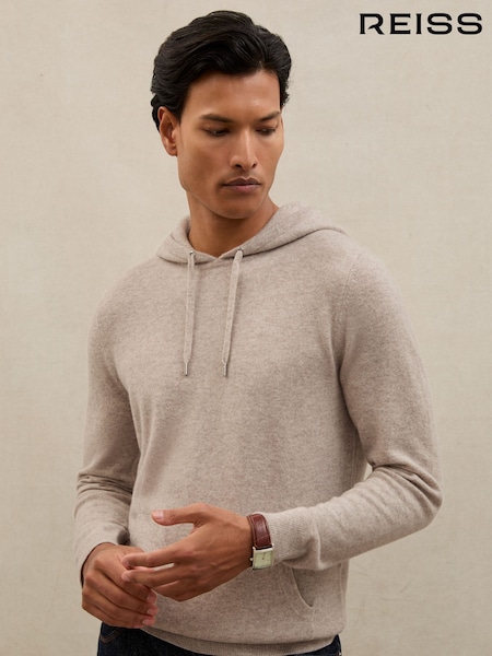 Reiss Oatmeal Ruler Atelier 100% Cashmere Hoodie (H67861) | £228