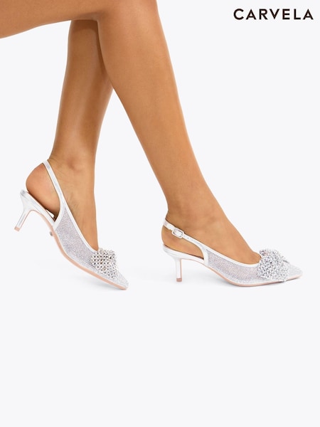 Carvela Chrome Chiara Bow Sling Shoes (H67879) | £149