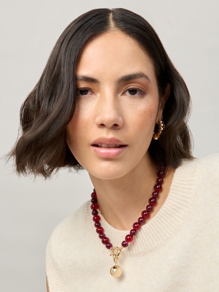 Aela Red T Bar Beaded Necklace (H68085) | £25