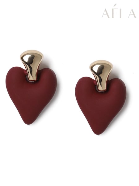 Aela Red Heart Drop Earrings (H68096) | £10.50