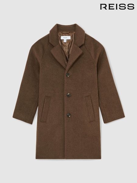 Reiss Light Brown Wallace 13-14 yrs Wool-Blend Raglan-Sleeve Overcoat (H68170) | £118