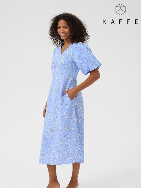 Kaffe Blue KAhannah V-Neck Midi Dress (H68228) | £80