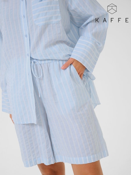 Kaffe Blue KAsara Drawstring Waist Striped Shorts (H68233) | £50