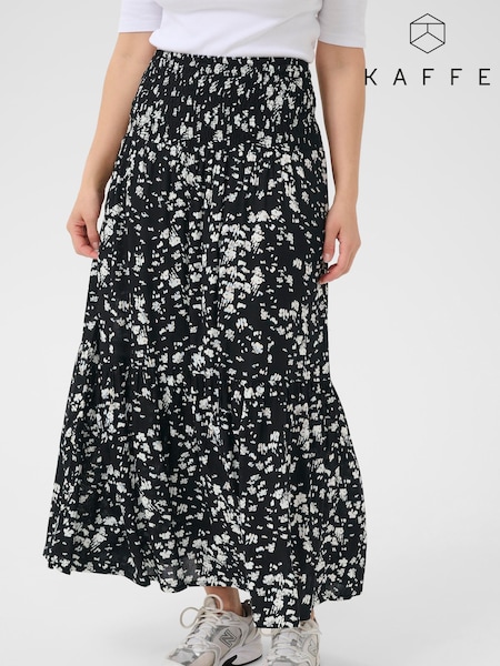 Kaffe KAbeathe Graphic Printed Midi Black Skirt (H68244) | £60