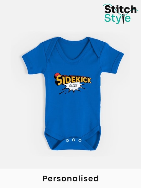 Personalised Baby Sidekick Short Sleeve Bodysuit by Stitch Style (H68252) | £14