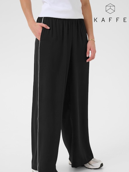 Kaffe KAtessa Loose Fit Side Strip Black Trousers (H68254) | £70