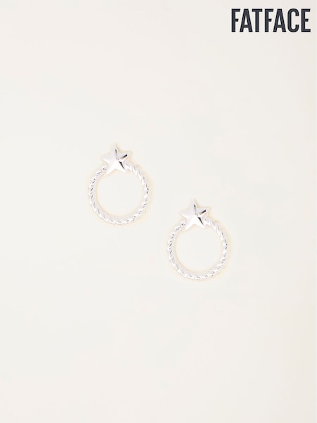 FatFace Silver Tone Star Circle Stud Earrings (H68341) | £8.50