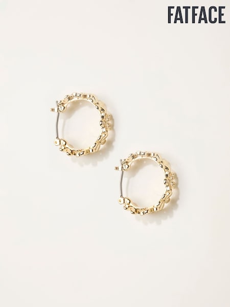 FatFace Gold Tone Flower Hoop Earrings (H68350) | £12.50