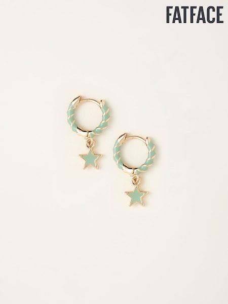 FatFace Green Star Twist Hoop Earrings (H68353) | £10.50