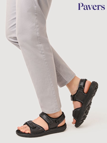 Pavers Black Mens Adjustable Sandals (H68393) | £35