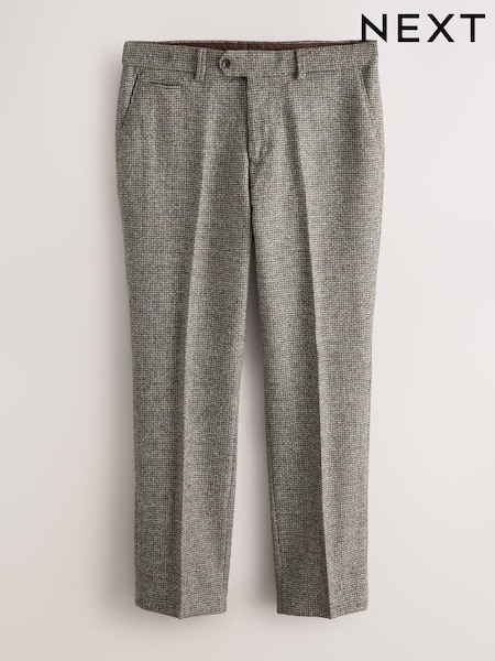 Neutral Regular Fit Signature Moons 100% British Wool Textured Trousers (H68395) | £109
