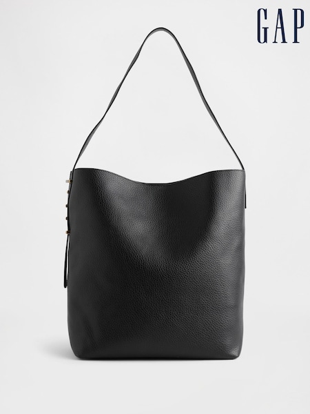 Gap Black Vegan Leather Bucket Tote Bag (H68441) | £40