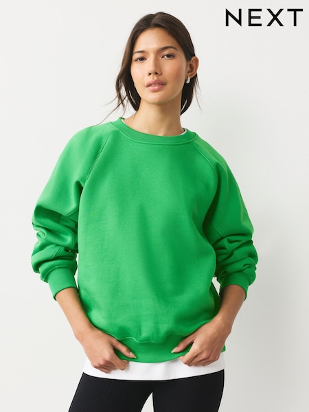 Bright Green Relaxed Fit Heavyweight Regular Crew Neck Sweatshirt (H68483) | £23