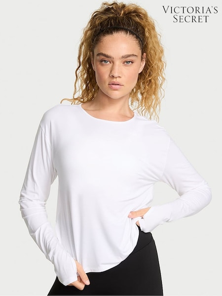 Victoria's Secret White Long Sleeve Open Back T-Shirt (H68638) | £36