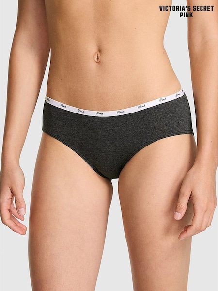 Victoria's Secret PINK Charcoal Heather Grey Hipster Cotton Mini Logo Knickers (H68646) | £9