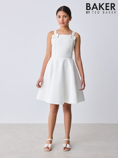 Baker by Ted Baker White Lace Bow Scuba Dress (H68659) | £43 - £48