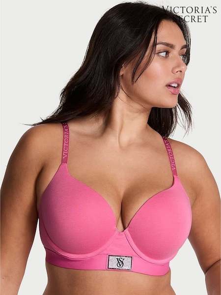 Victoria's Secret Rose Garden Pink Full Cup Push Up Logo Shine Patch Bra (H68660) | £40
