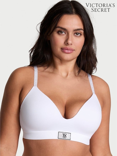 Victoria's Secret White Non Wired Lightly Lined Logo Shine Patch Bra (H68717) | £40