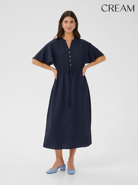 Cream Blue CRLori Short Sleeve V-Neck Midi Dress (H68974) | £70